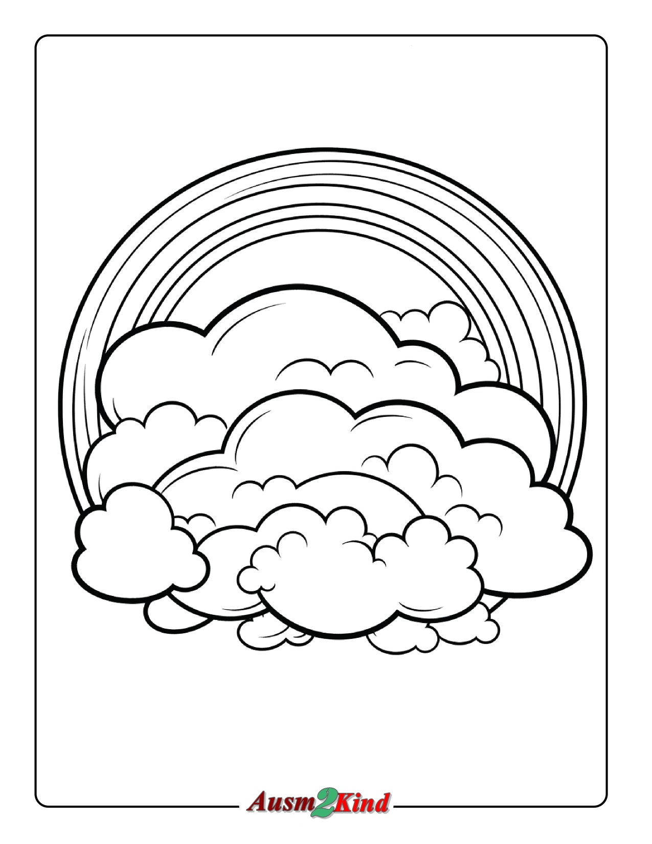 Ausmalbilder Regenbogen und Wolken - Drucken