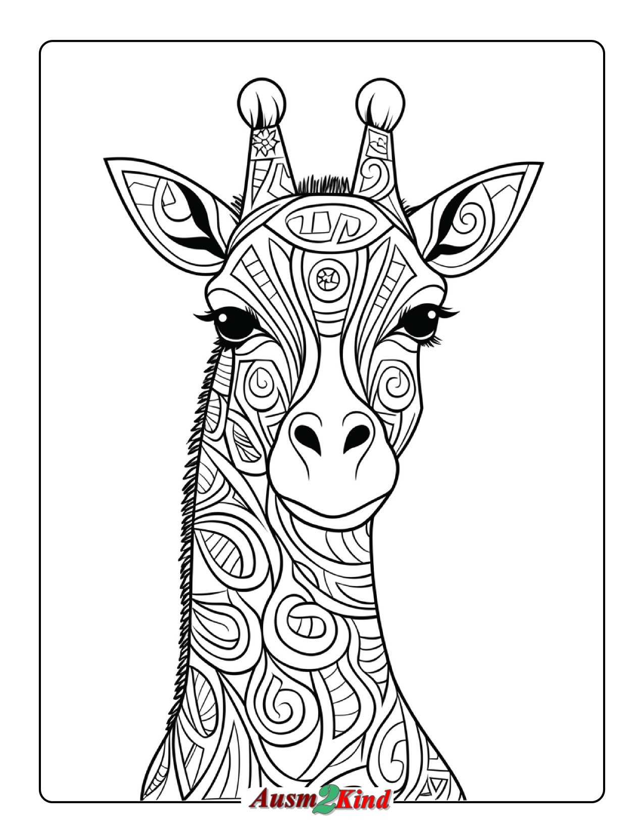 Ausmalbild Giraffe Mandala