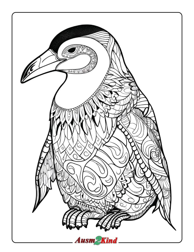 Ausmalbilder Pinguin Mandala für Erwachsene