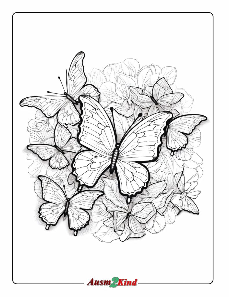 Ausmalbilder Schmetterling. 36 Stück Malvorlagen als PDF