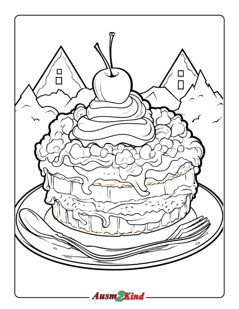 Kuchen Ausmalbild zum Ausdrucken