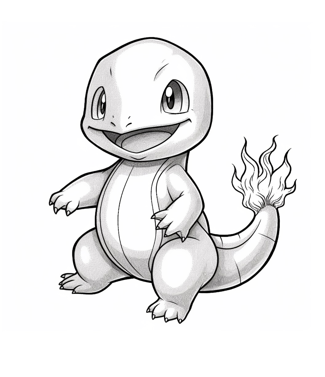 Pokemon - Ausmalbild Charmander zum Ausdrucken