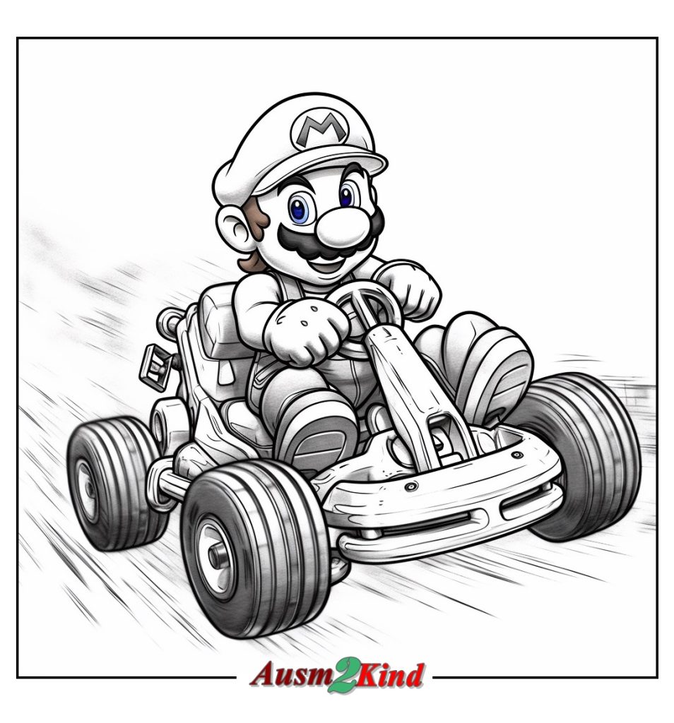 Ausmalbild Mario Kart Kostenlos zum Ausdrucken ald PDF