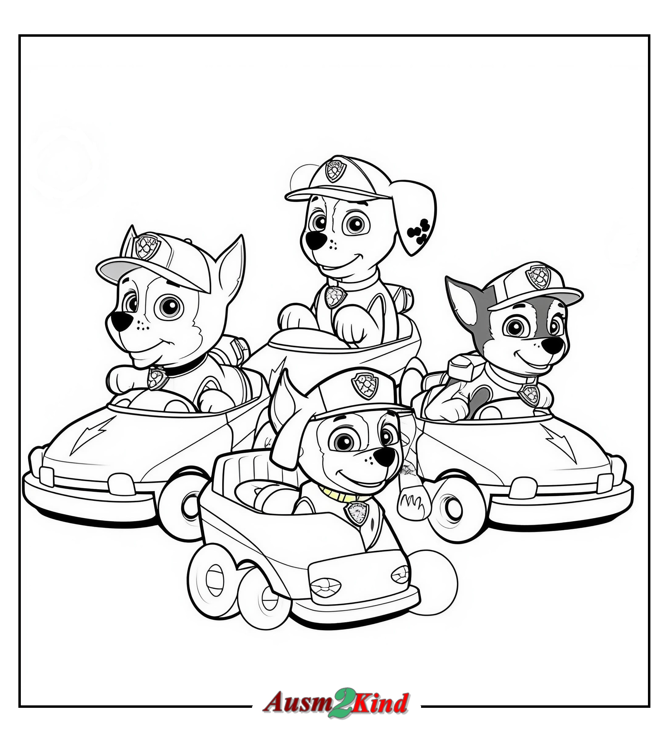 Ausmalbild Paw Patrol Alle Hunde zum Ausdrucken und Herunterladen