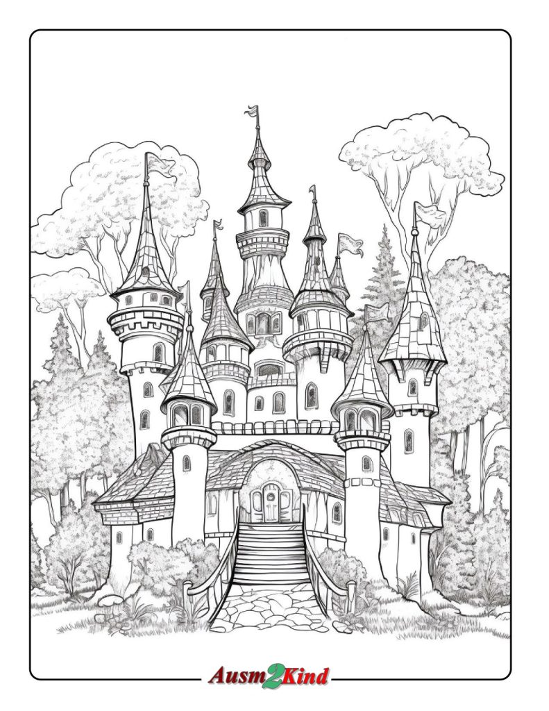 Ausmalbild Schloss Kostenlos als PDF