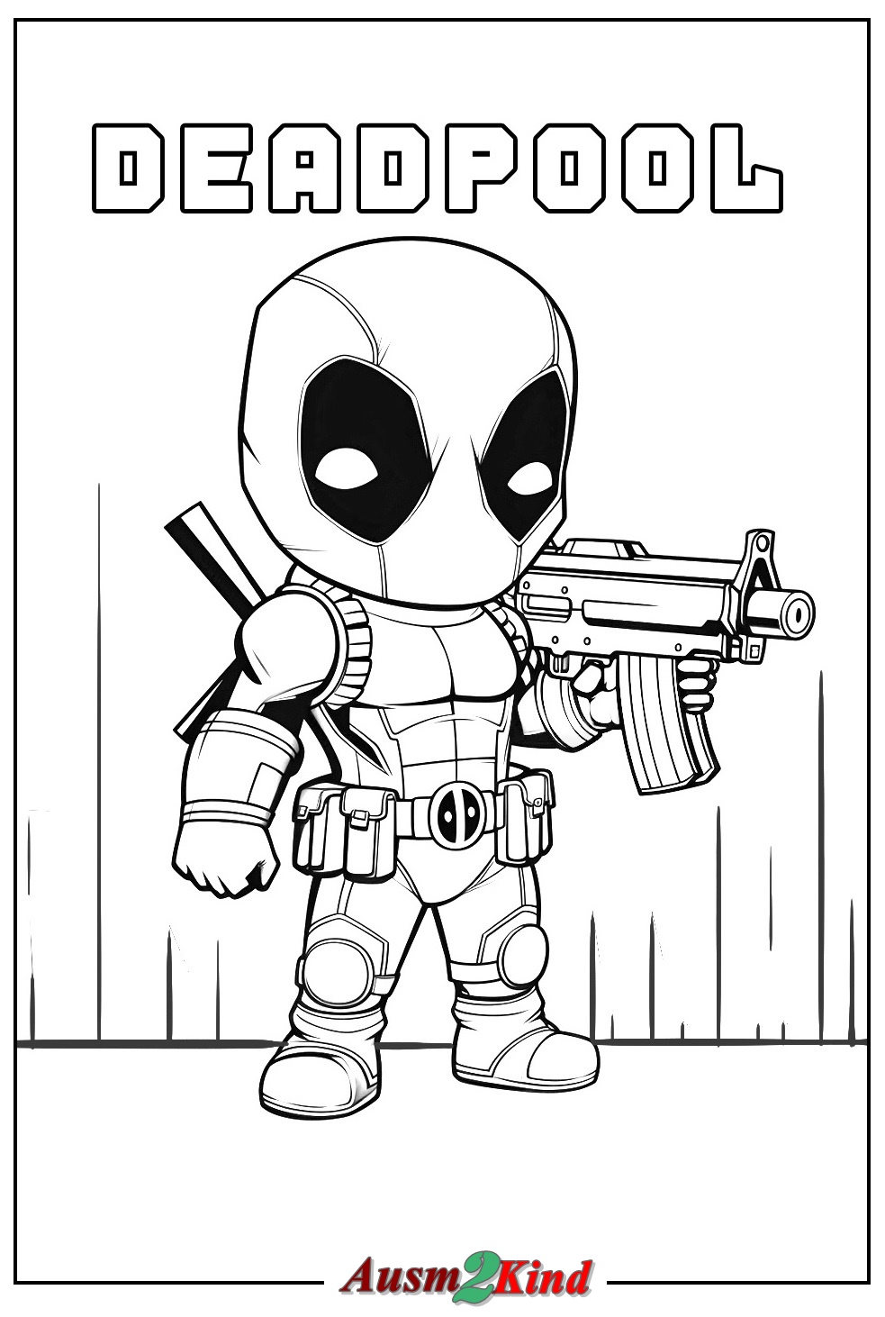 Kleiner Deadpool Ausmalbilder für Kinder