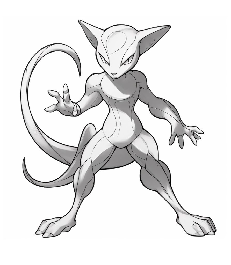 Mewtwo Ausmalbild zum Ausdrucken