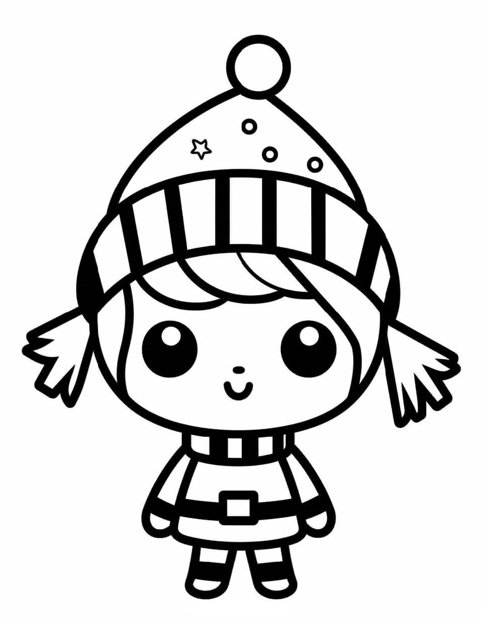 Kawaii Chibi Ausmalbild Weihnachten