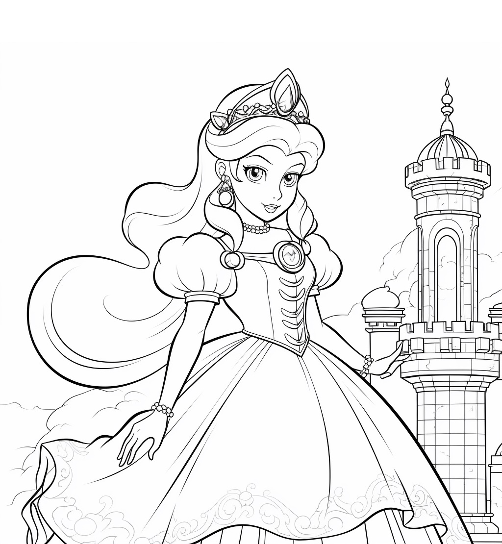 Prinzessin Peach Ausmalbild Einfach für Mädchen