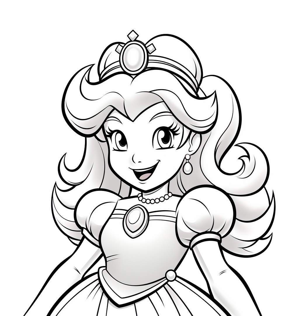 Schöne Prinzessin Peach Ausmalbild zum Ausdrucken