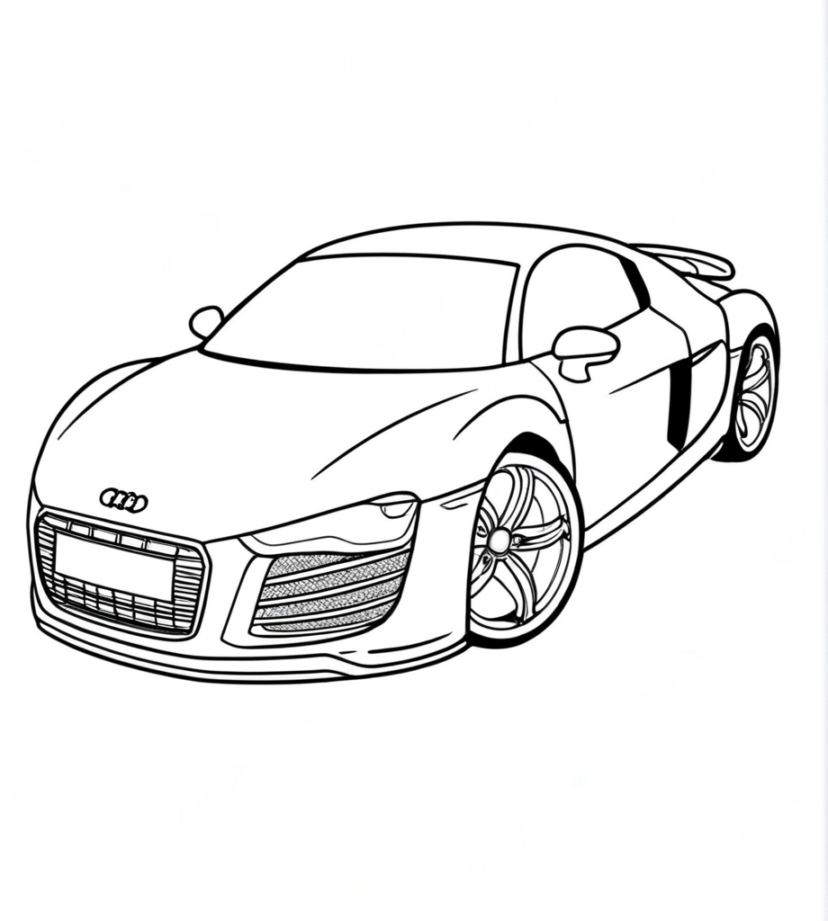 Ausmalbild Audi R8 für Kinder