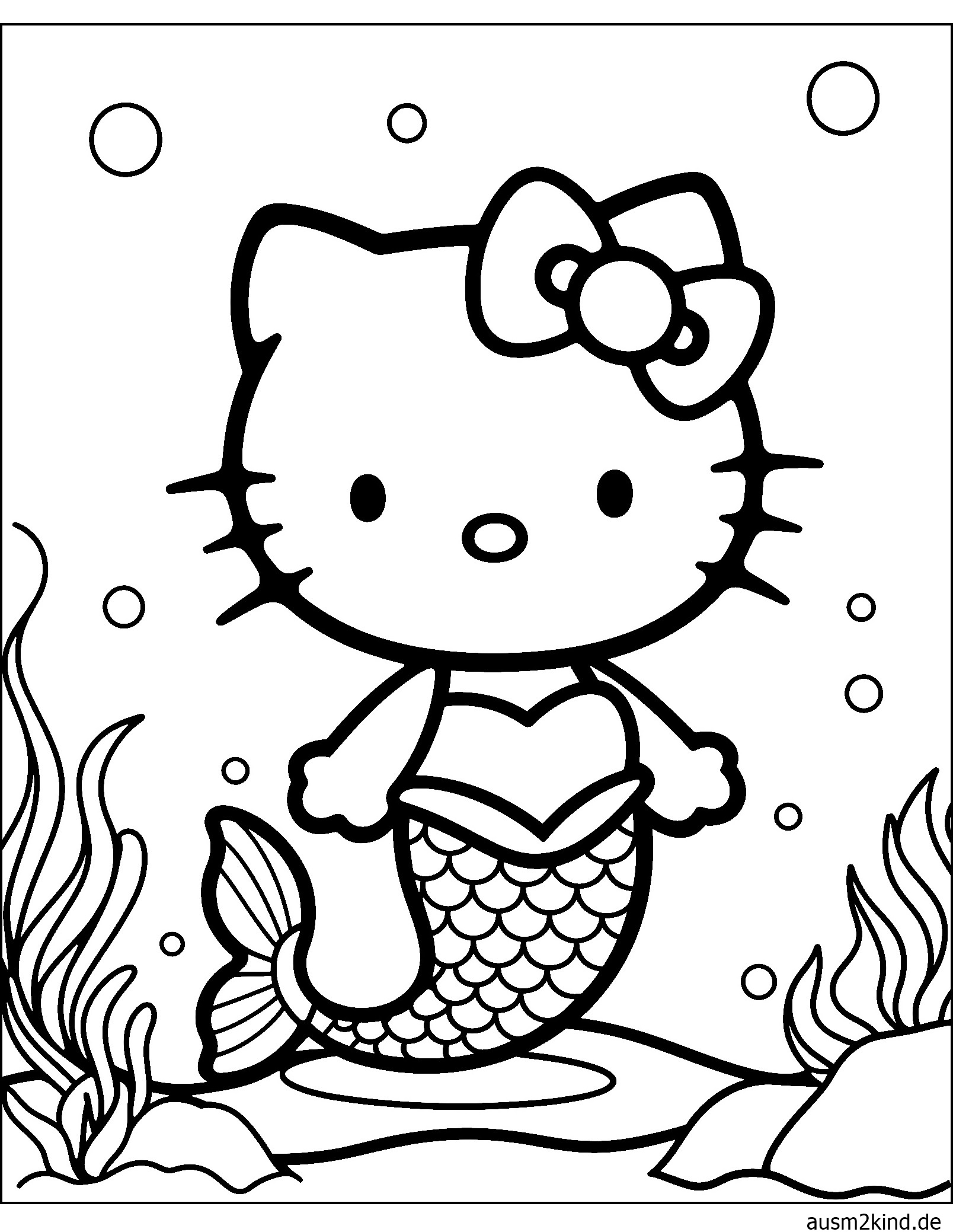 Ausmalbild Meerjungfrau Hello Kitty Kostenlos