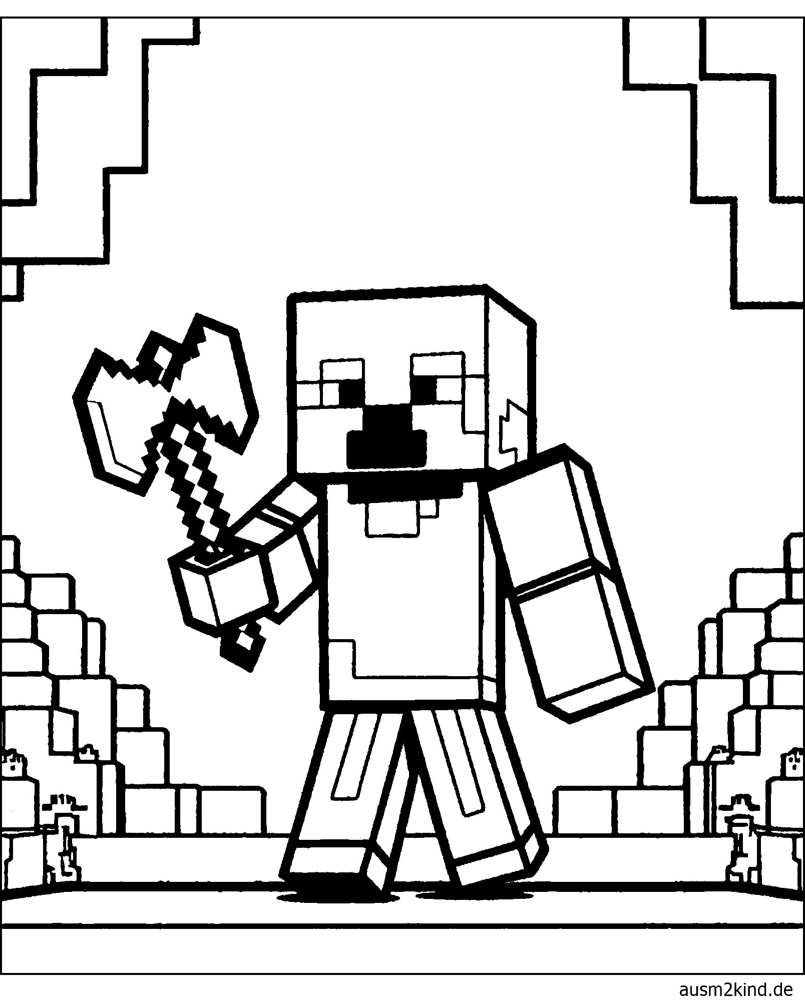 Minecraft AXT Ausmalbilder zum Ausdrucken