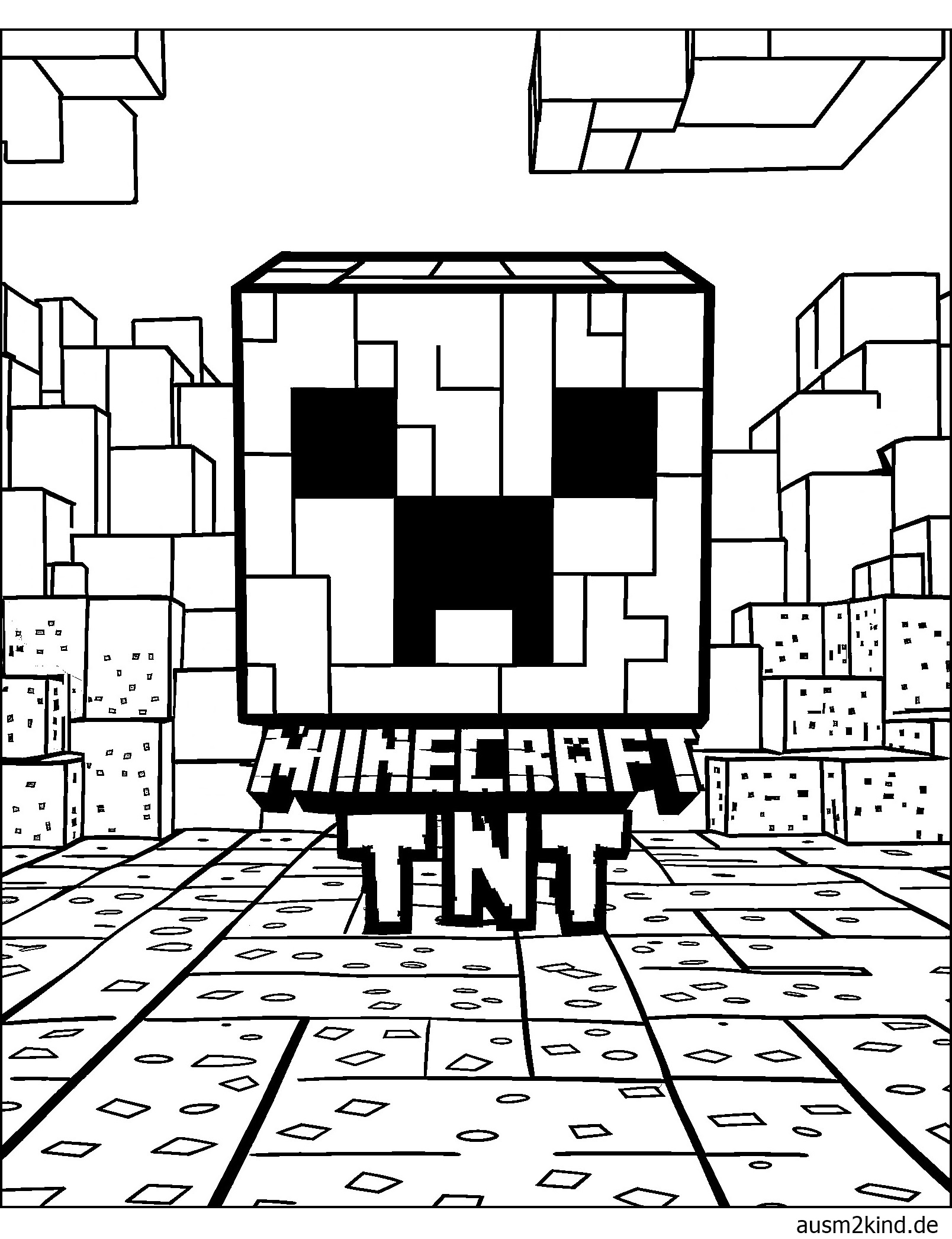 Ausmalbild Minecraft TNT kostenlos