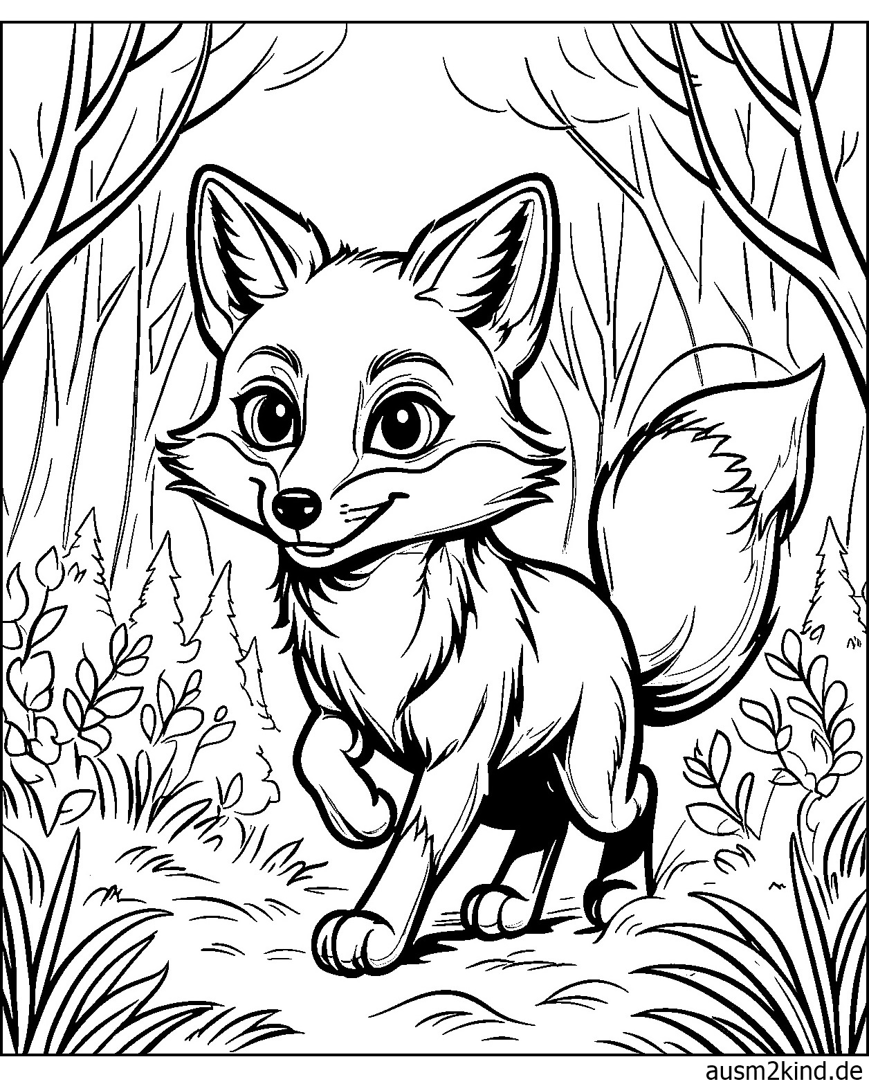 Ausmalbild Fuchs Wald ausdrucken