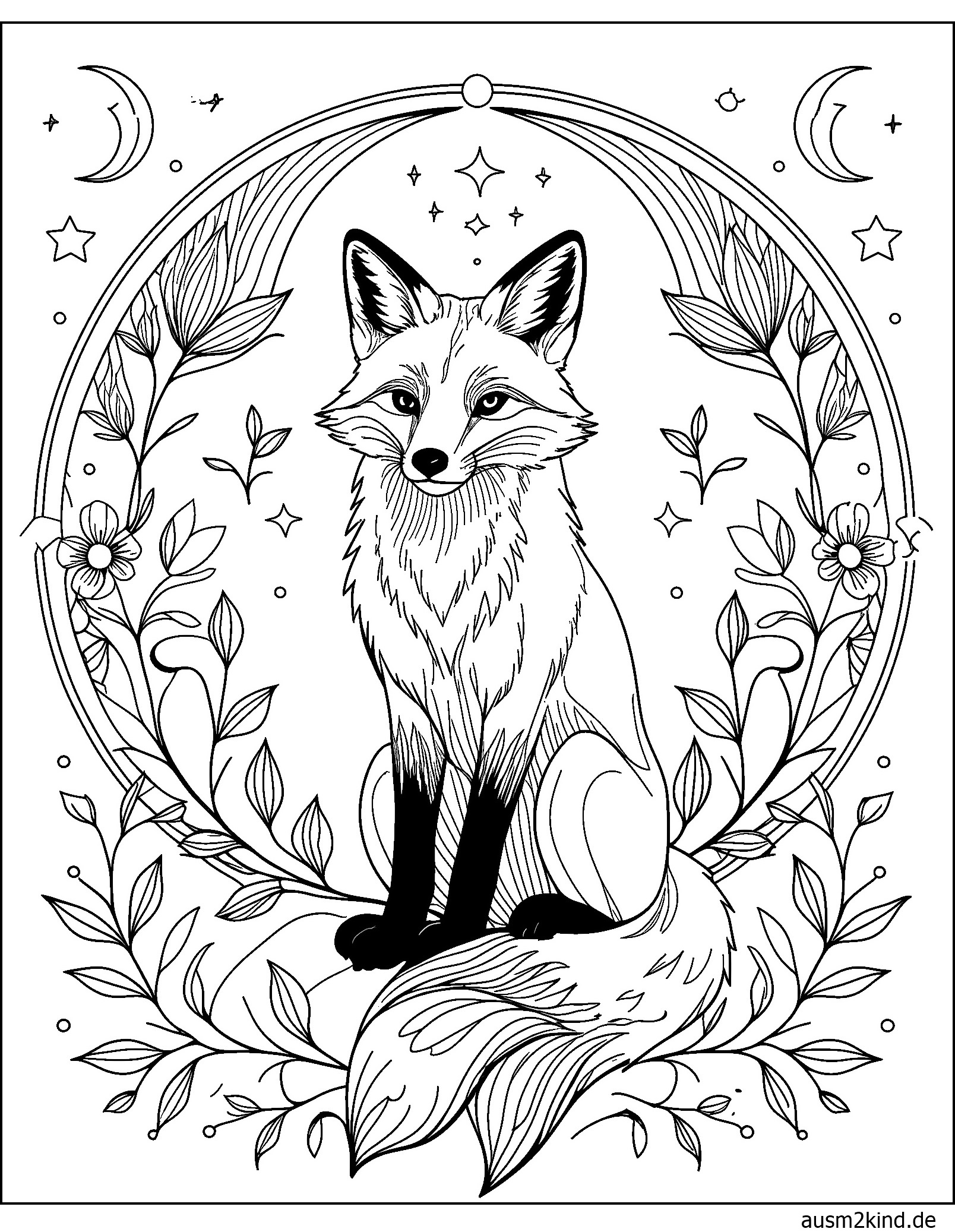 Fuchs Mandala Malvorlage ausdrucken