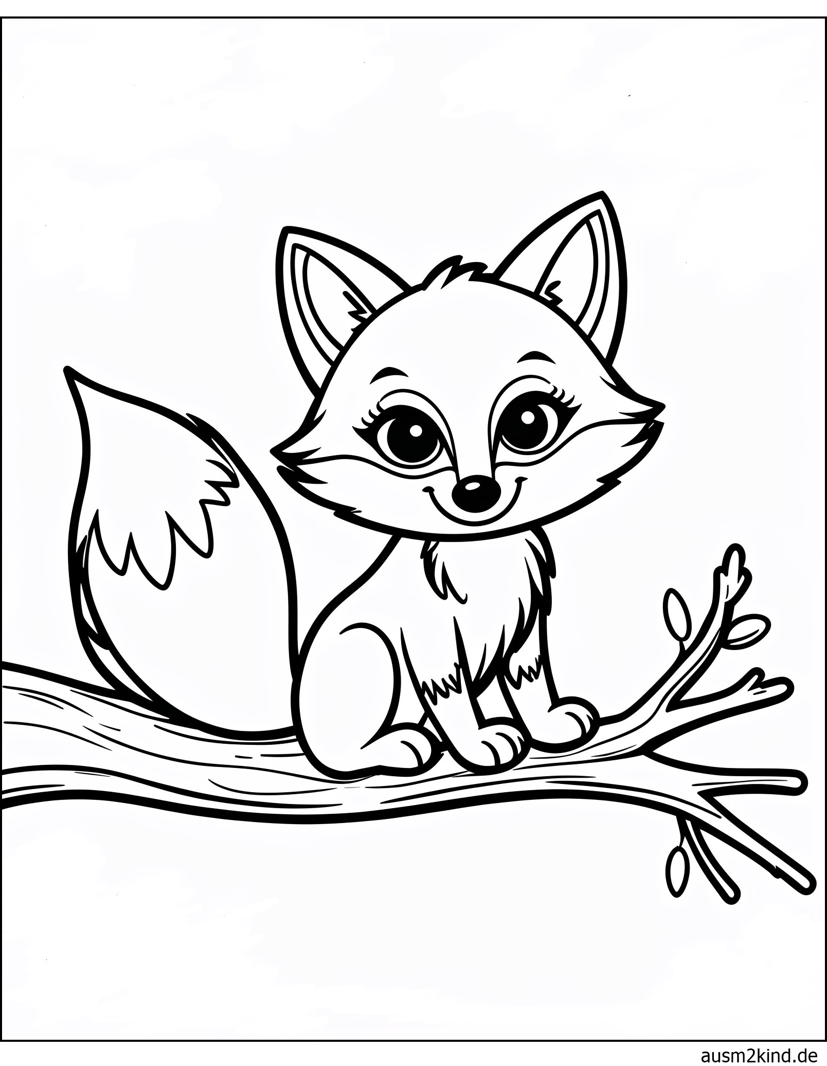 Ausmalbild Fuchs auf Bäume