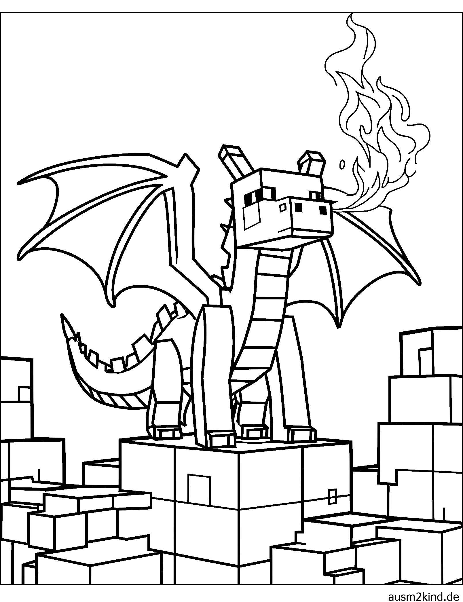 Ausmalbilder Drache von Minecraft zum ausdrucken