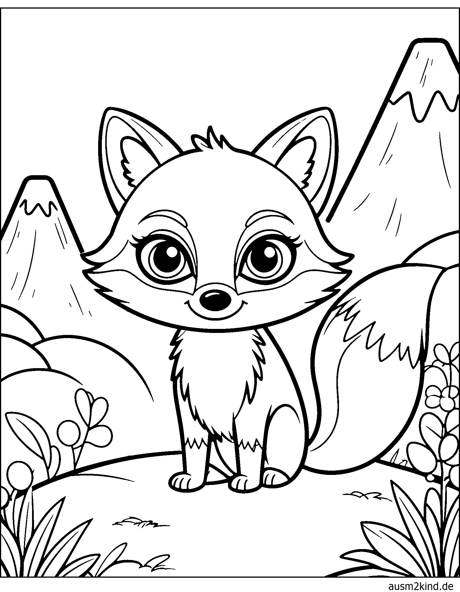 Süßer Rotfuchs Ausmalbild gratis