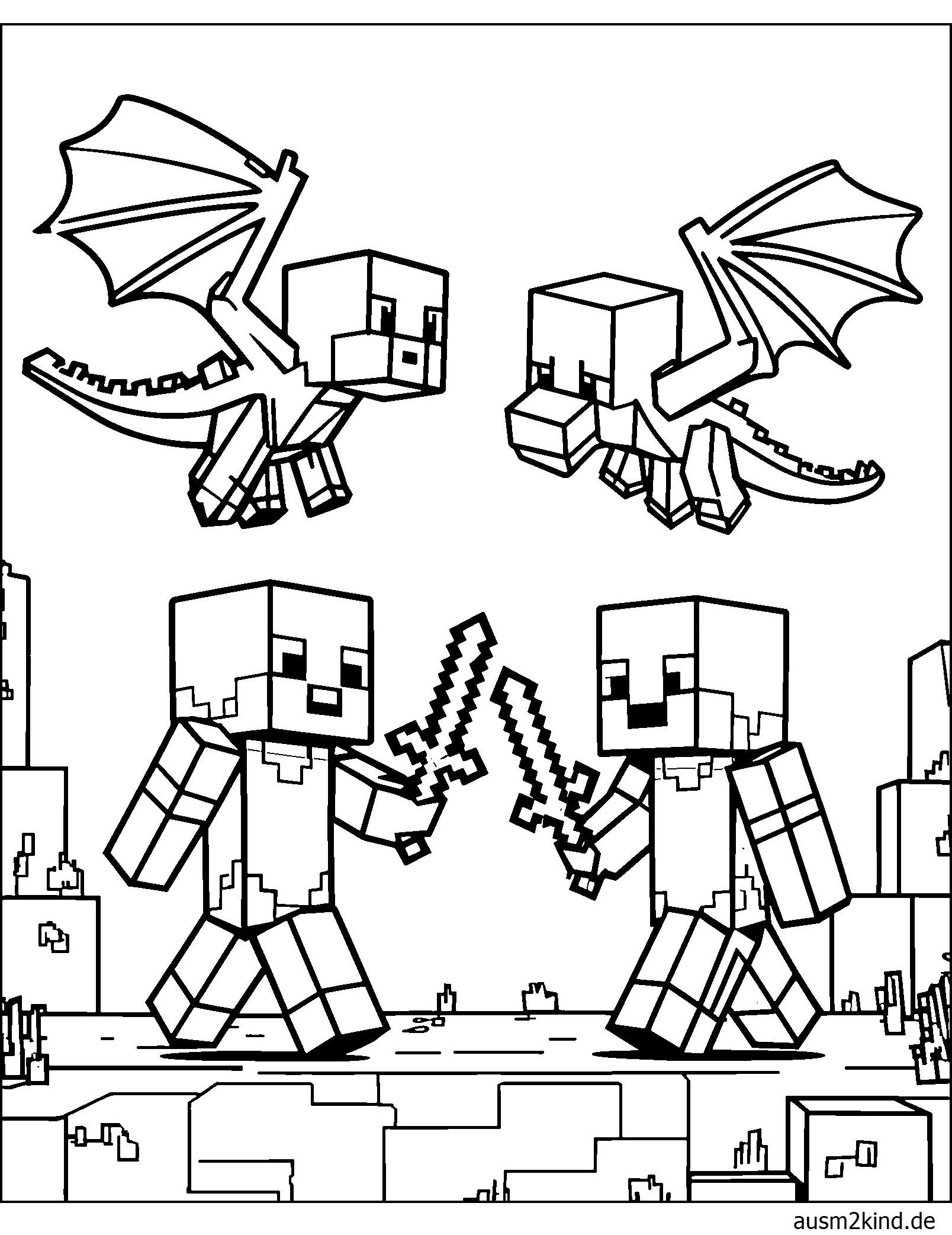 Ausmalbild Minecraft Schwert kostenlos herunterladen