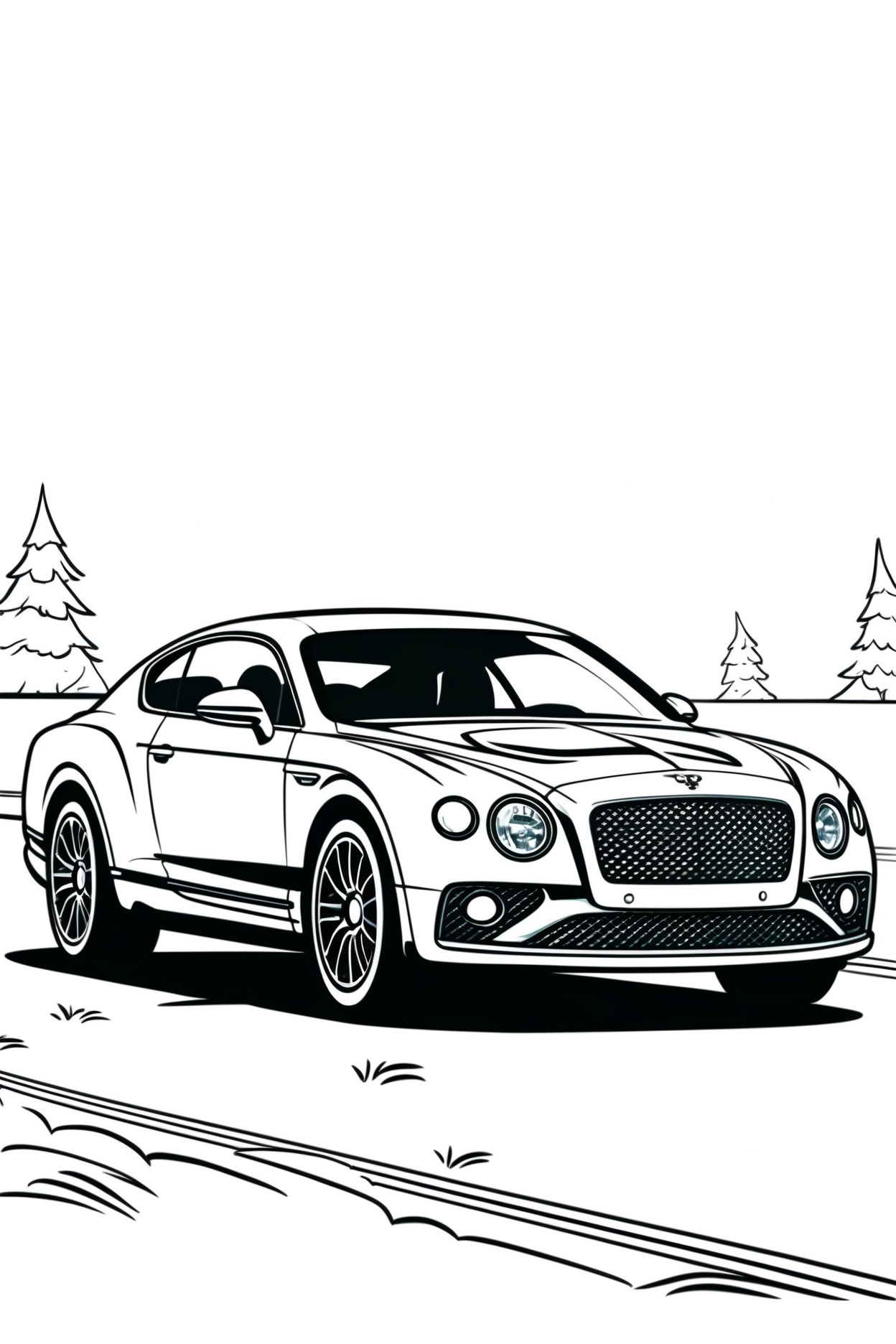 Coole Bentley Auto Ausmalbild zum Ausdrucken