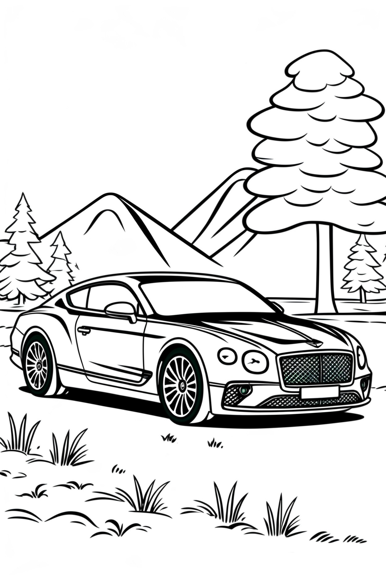 Ausmalbild Bentley am Straßenrand Kostenlos zum Ausdrucken