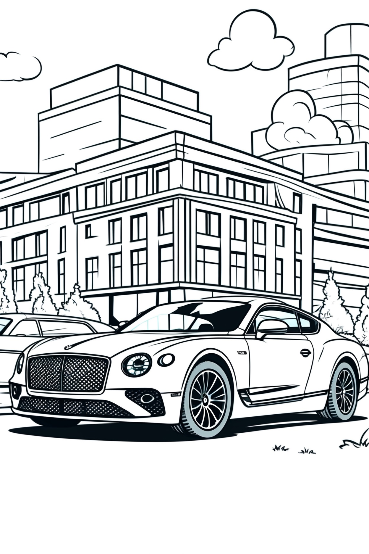 Ausmalbild Bentley in der Stadt