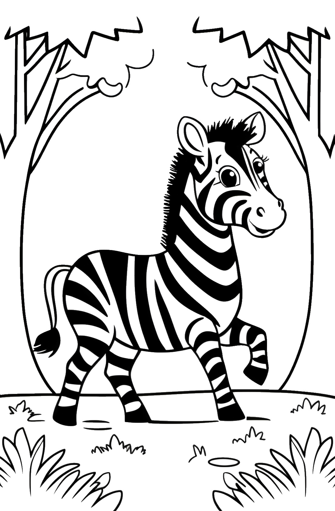 Glückliches Zebra Ausmalbilder zum Ausdrucken Herunterladen