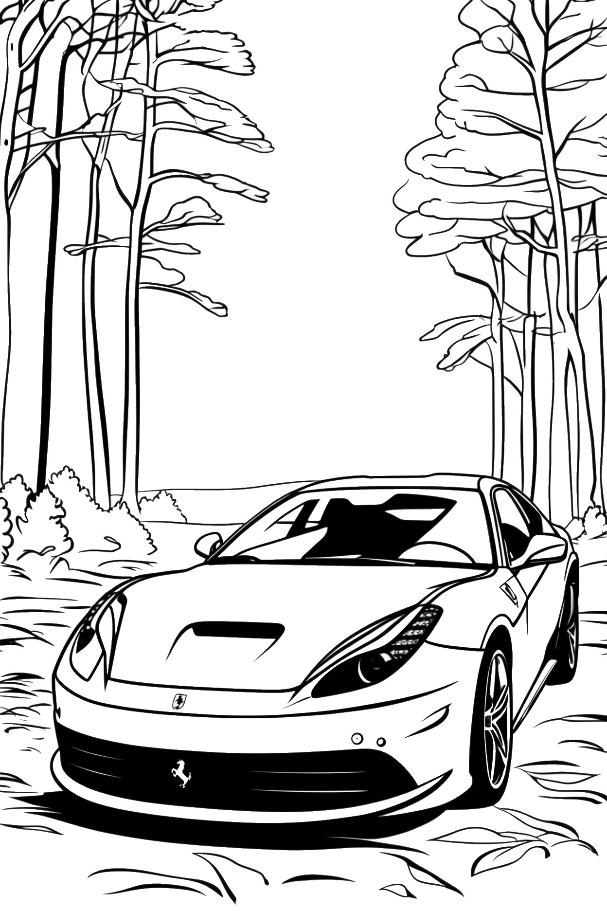 Luxus Ferrari Ausmalbild zum Ausdrucken als pdf