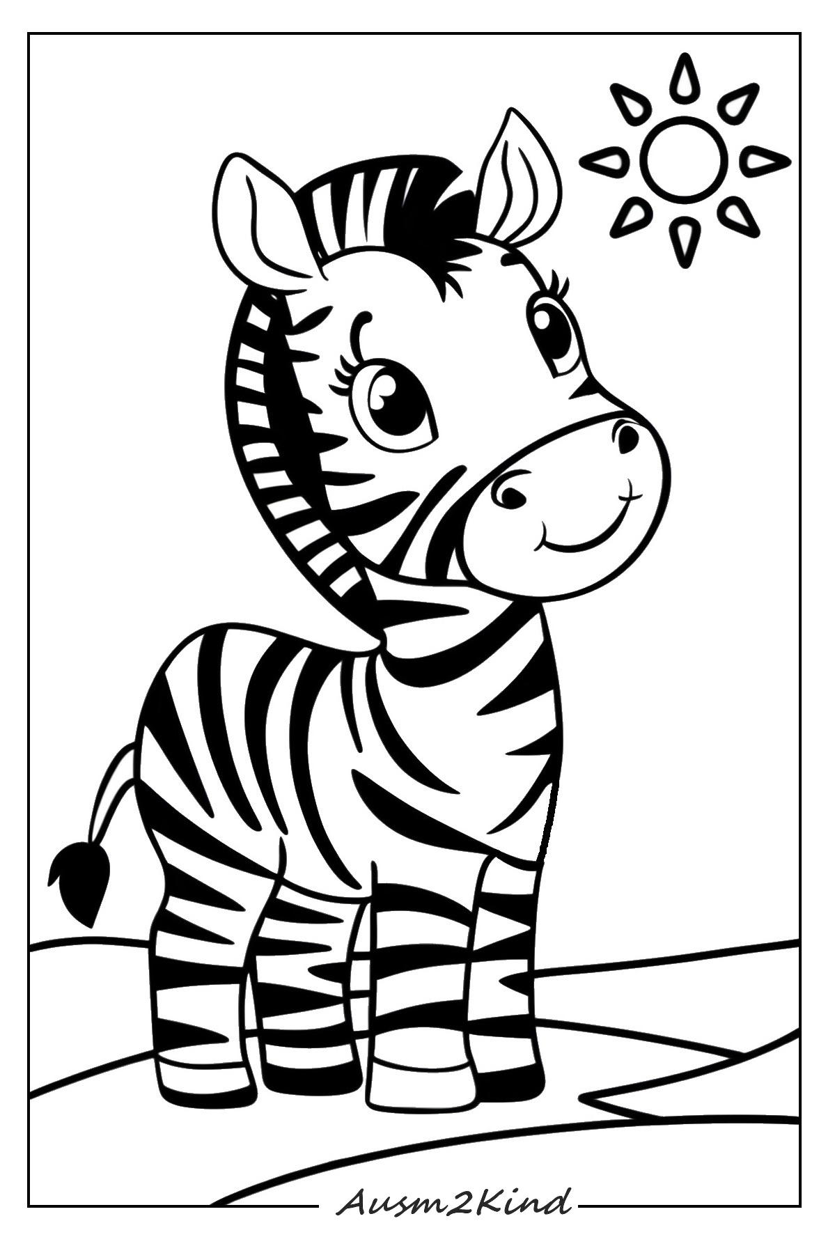 Schöne Zebra Ausmalbild zum Ausdrucken