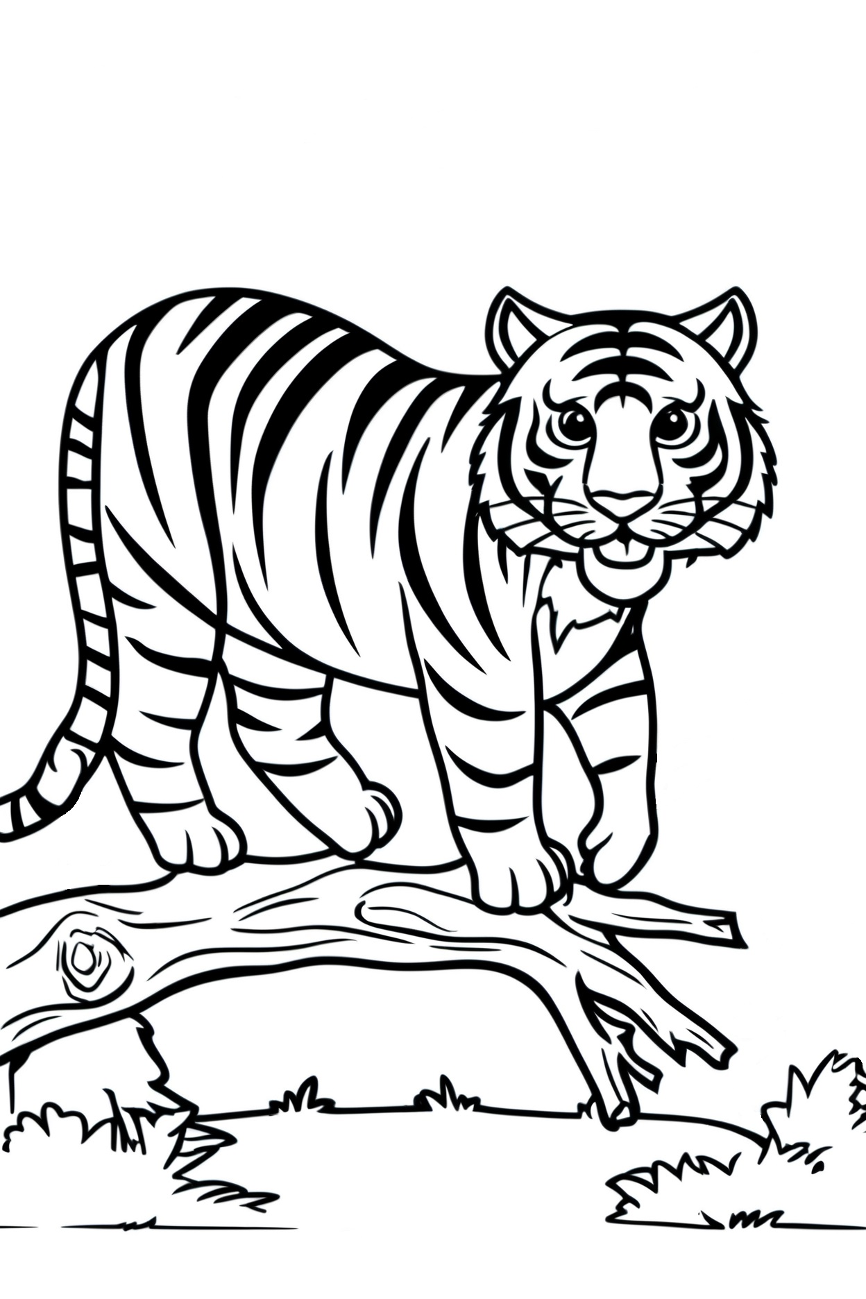 Ausmalbild Tiger Wasser Gras Kostenlos zum Ausdrucken