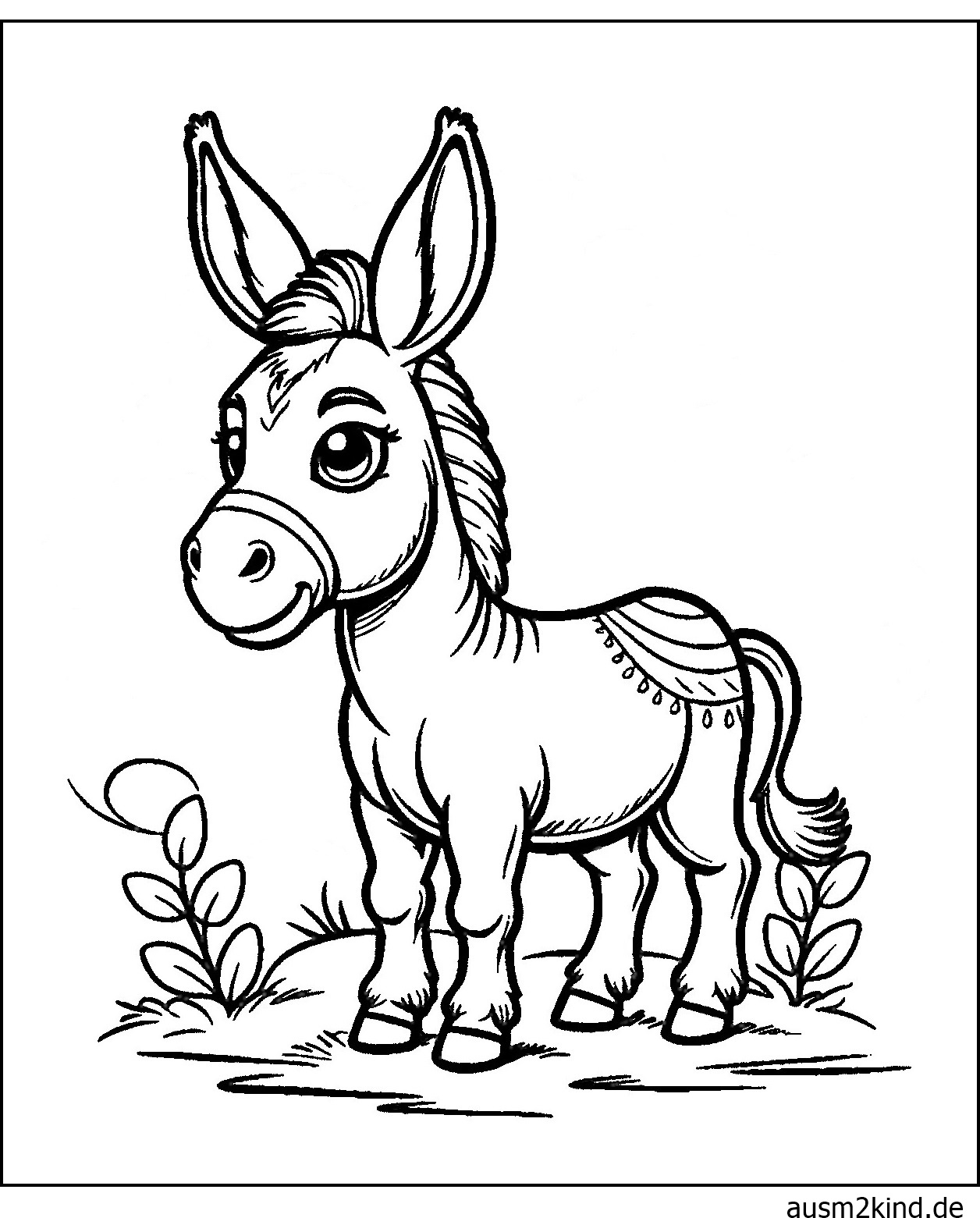 Kleiner Esel Ausmalbild zum Ausdrucken