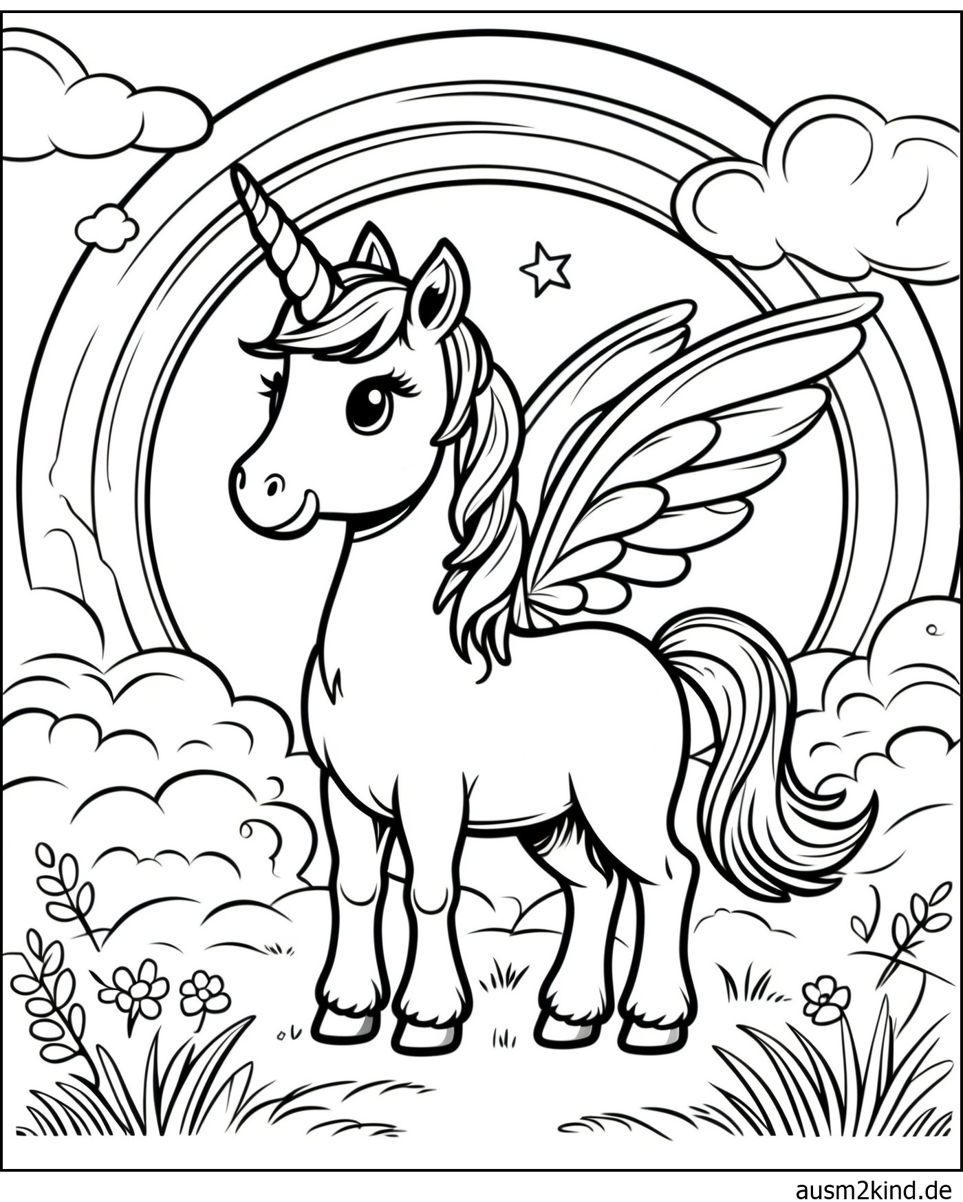 Einhorn Regenbogen Ausmalbilder zum Drucken