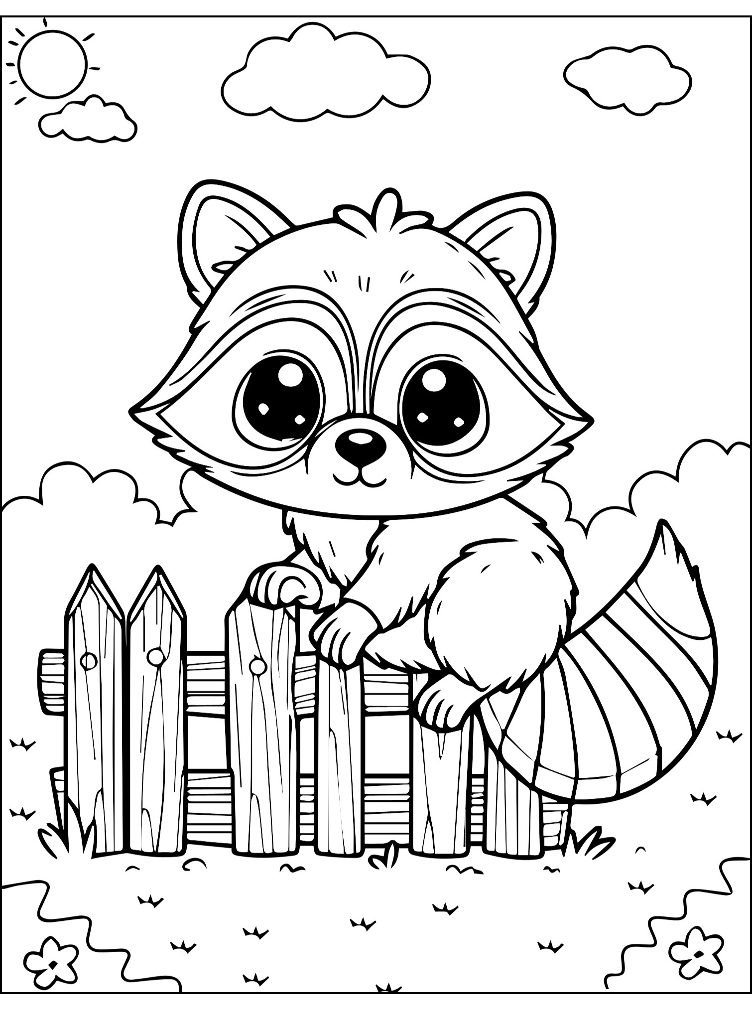 Waschbär Ausmalbild von Tiere zum Ausdrucken