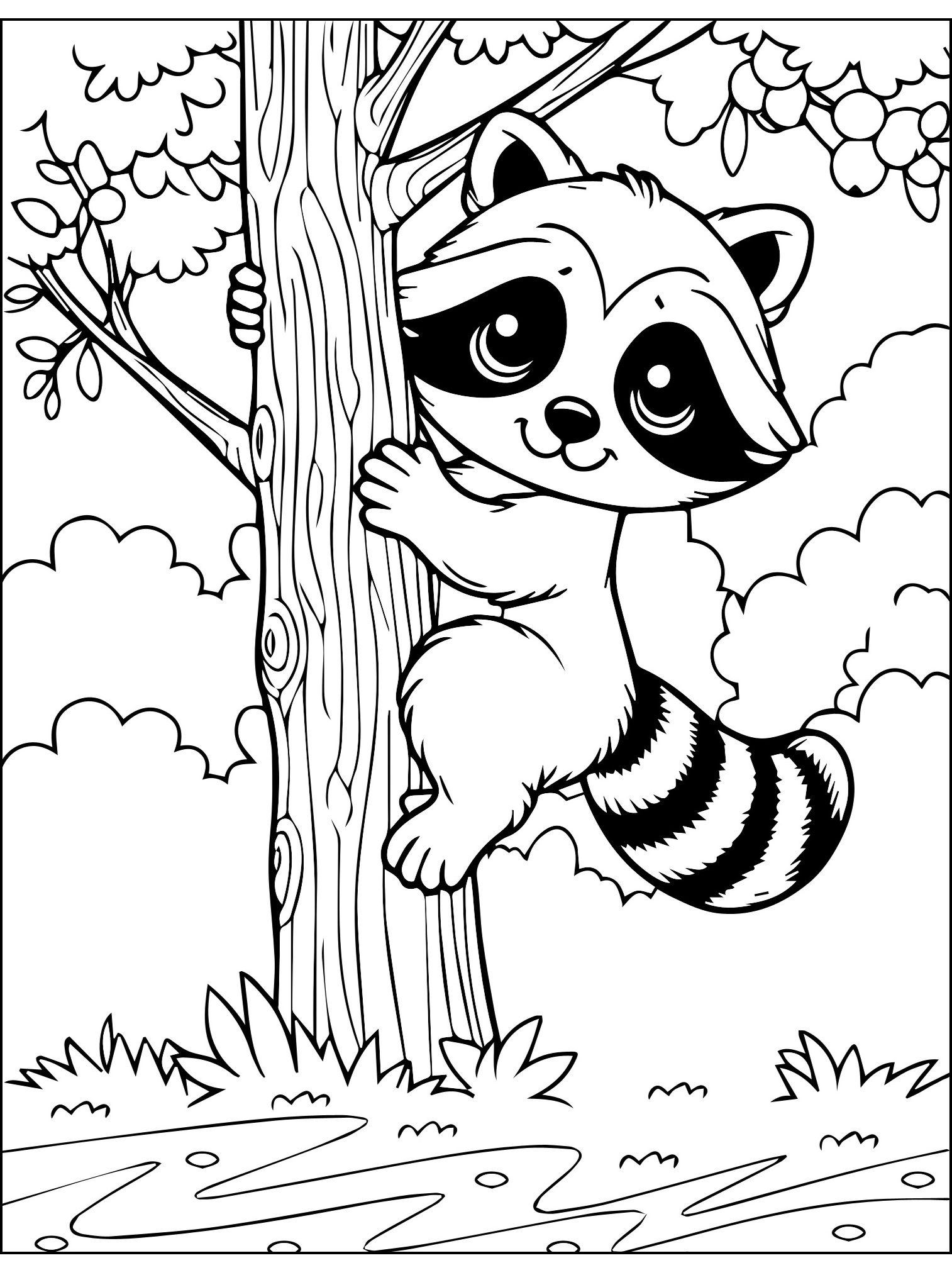 Lächelnder Waschbär Ausmalbild